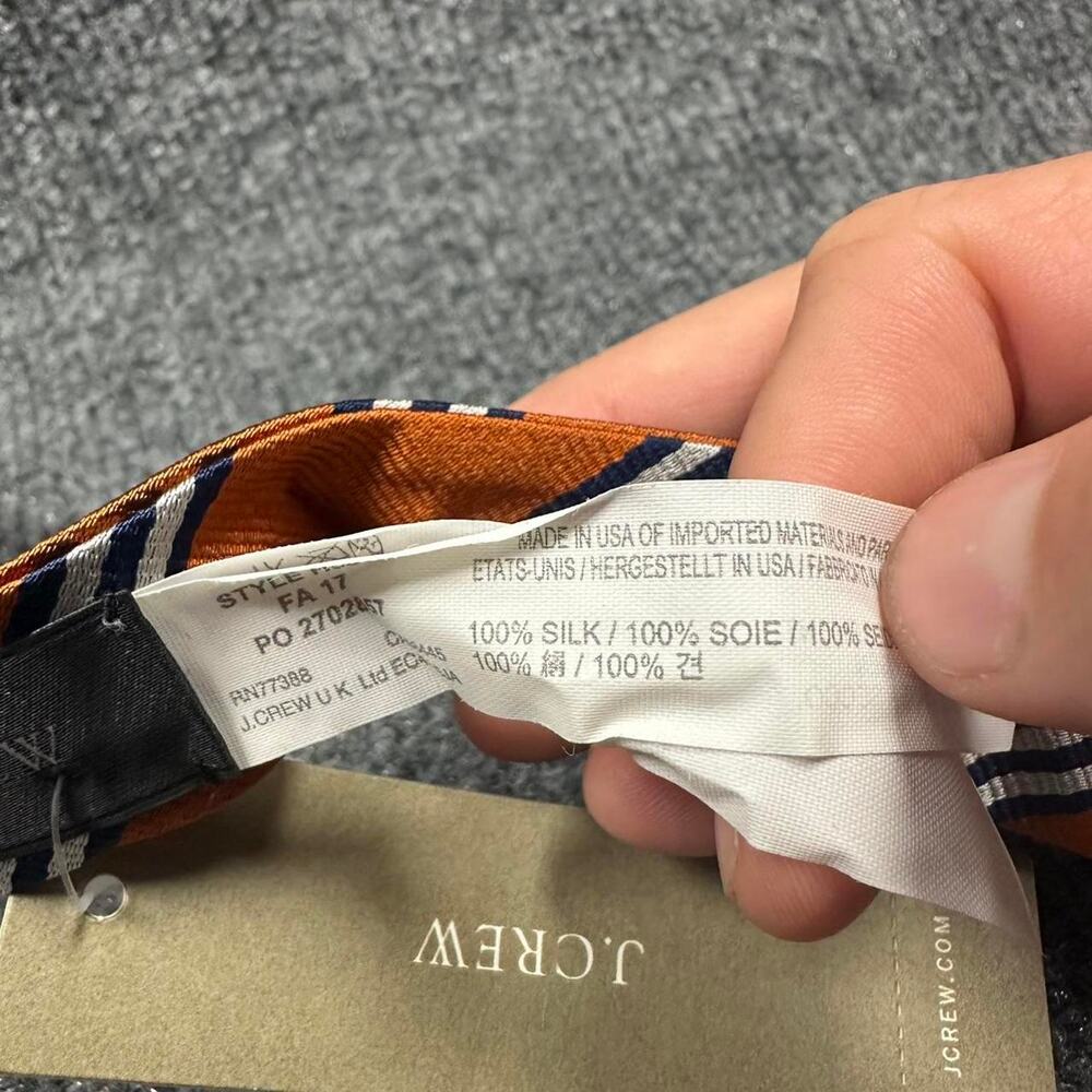 NEW J.Crew Men’s Orange Stripe Silk Bow Tie Preppy Smart Formal Wedding Menswear - Picture 5 of 5
